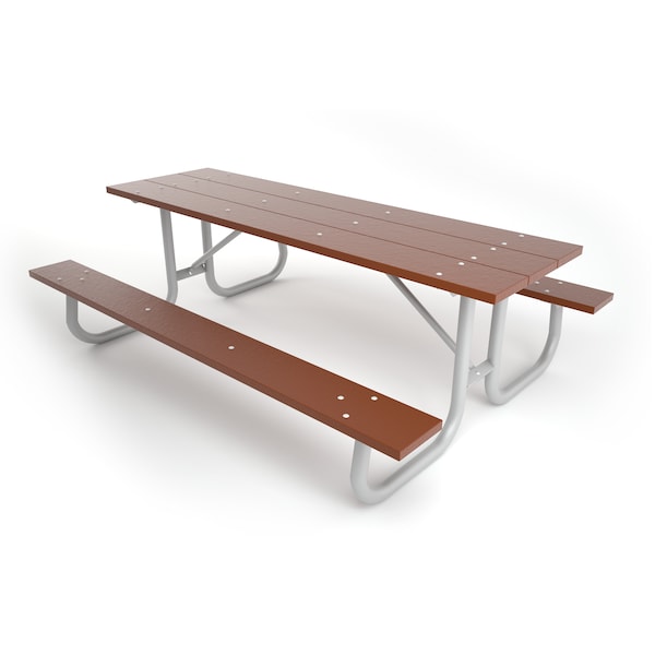 Brown 8' Galvanized Frame Table with Galvanized Frame
